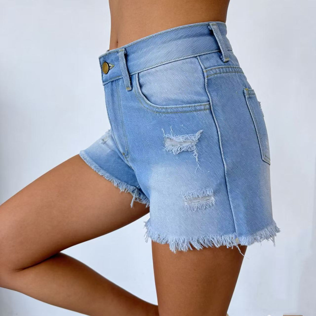 Damen Designer Denim-Shorts mit Fransen und ausgefranstem Saum Drune