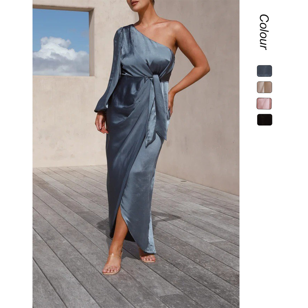 Damen Wickelkleid mit asymmetrischem Design und elegantem Taillengürtel Drune