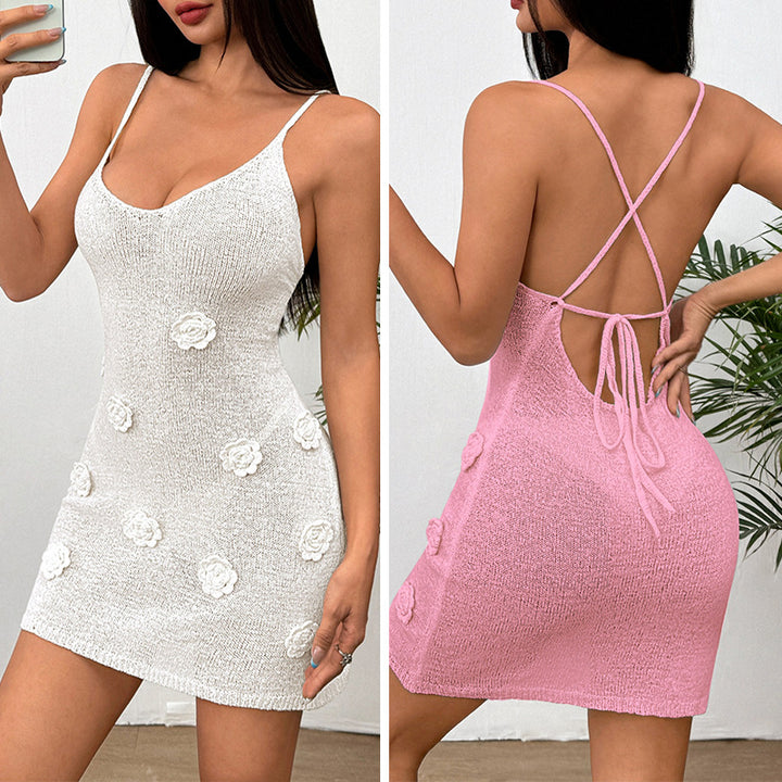 Damen Häkelkleid mit floralen Applikationen Drune