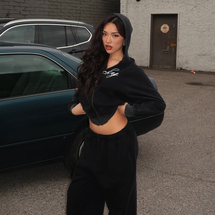 Damen lässiger Kapuzenpullover und Jogginghose Set Drune