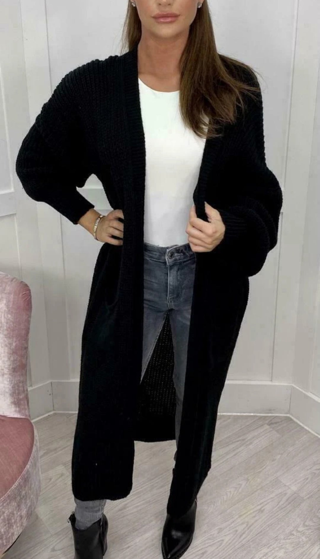 Damen Grobstrickcardigan mit lässiger Passform und langen Ärmeln Drune
