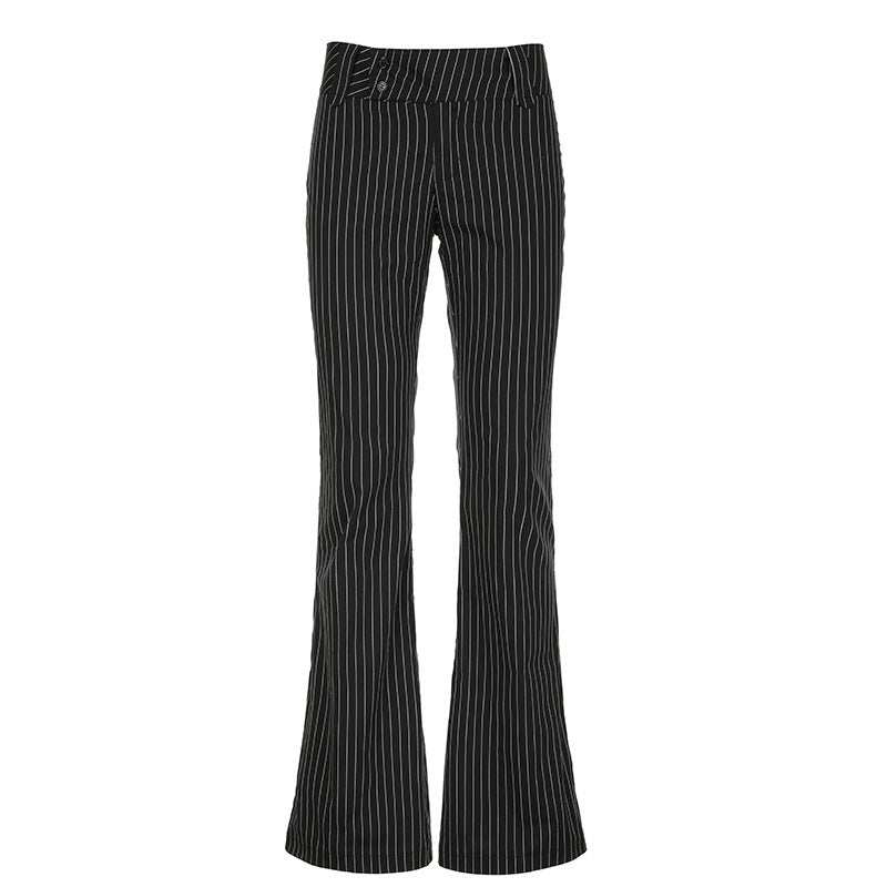 Damen elegante Schlaghose mit vertikalen Streifen Drune