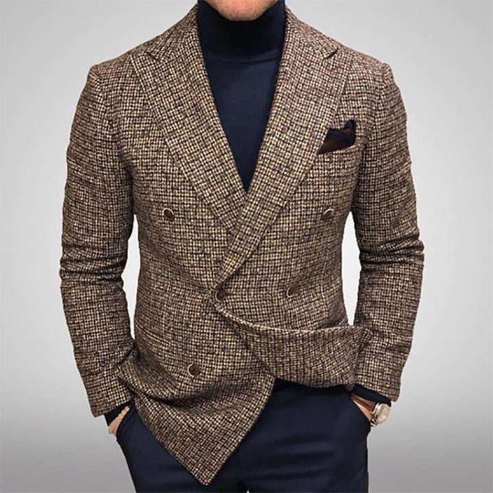 Herren eleganter Doppeltbreasted Blazer mit modernem Karomuster Drune