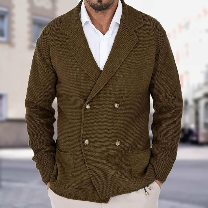 Herren Strickjacke mit doppelter Knopfleiste und modernen Taschen Drune