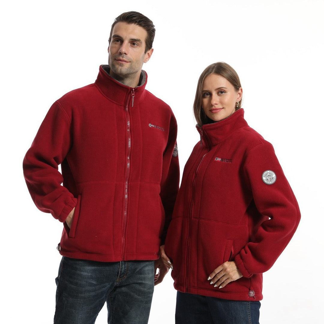 Herren nan Fleecejacke mit Stehkragen, durchgehendem Reißverschluss, zwei Eingrifftaschen und elastischen Bündchen Drune