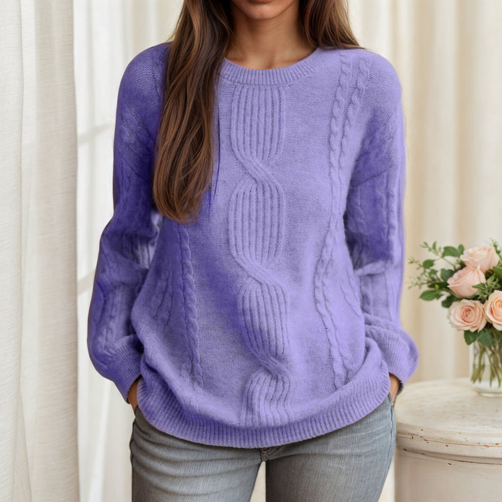 Damen Strickpullover mit Zopfmuster und lässigem Schnitt Drune