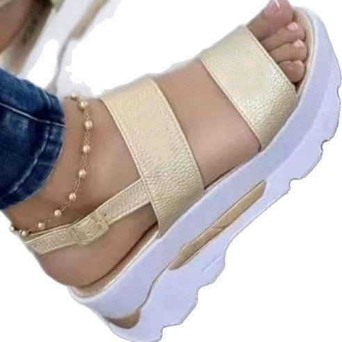 Damen Plateau-Sandalen mit elastischem Riemen und rutschfester Sohle Drune
