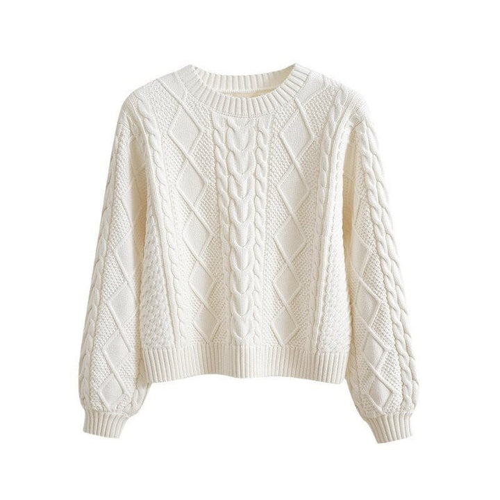 Damen Grobstrickpullover mit kreativem Zopfmuster und weit geschnittenen Ärmeln Drune