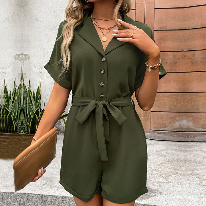 Damen Jumpsuit mit weitem Schnitt und modischem Taillengürtel Drune