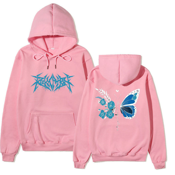 Damen Kapuzenpullover mit einzigartigem Schmetterlings- und Blumenmotiv Drune