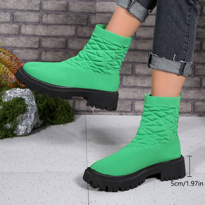 Damen Modische Stiefeletten mit strukturiertem Obermaterial und rutschfester Sohle Drune