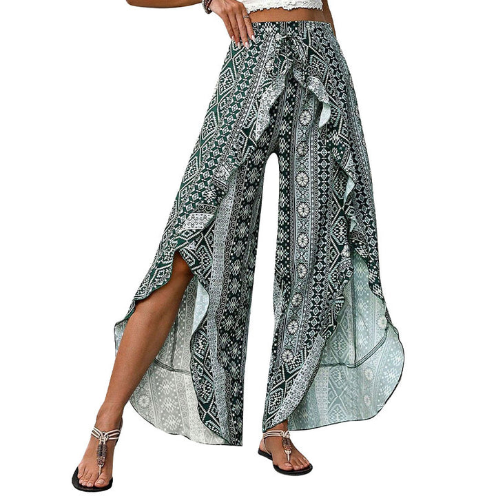 Damen Palazzo-Hose mit asymmetrischem Schnitt und floralem Muster Drune