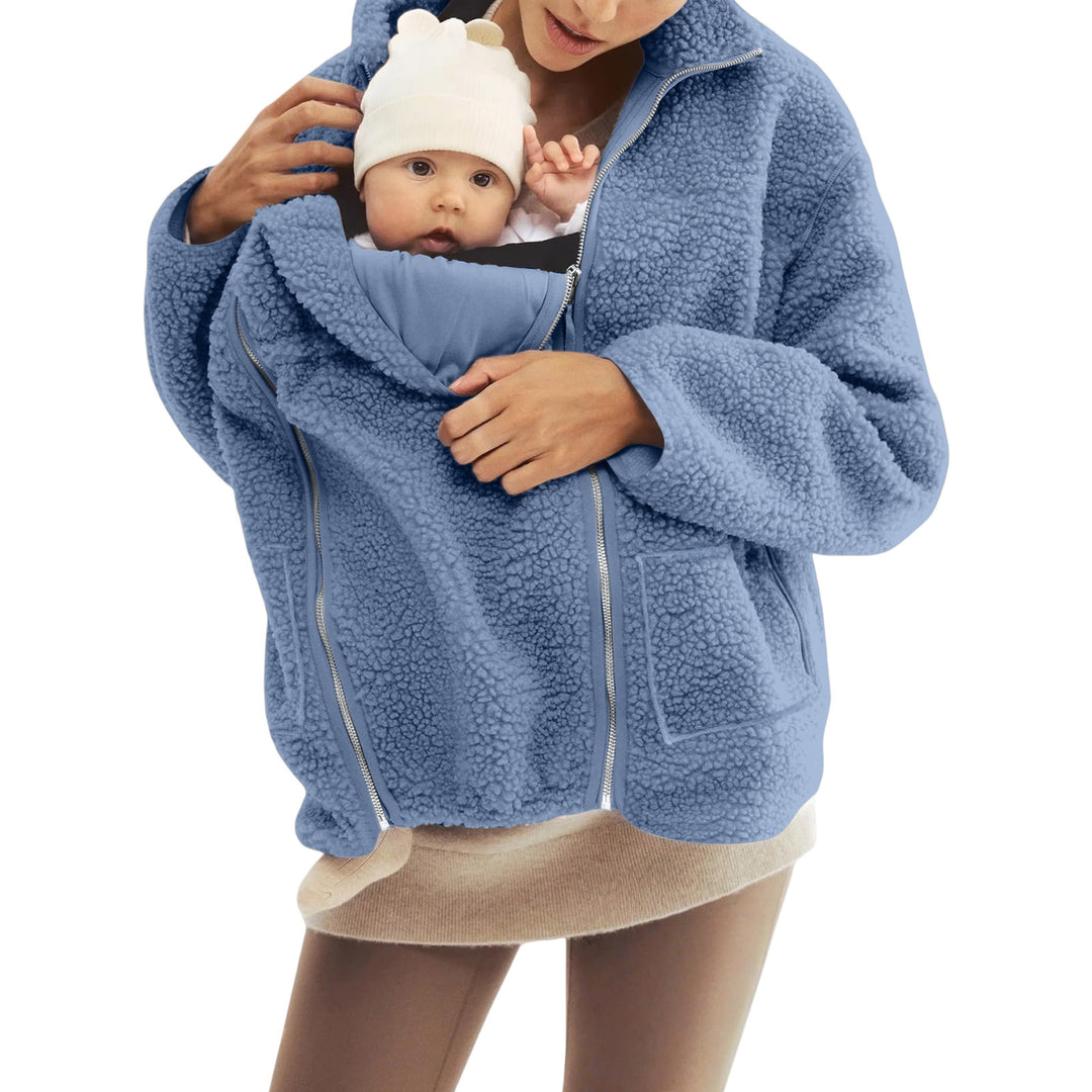 Damen nan oversized Teddyfleece Jacke mit Stehkragen und durchgehendem Reißverschluss Drune