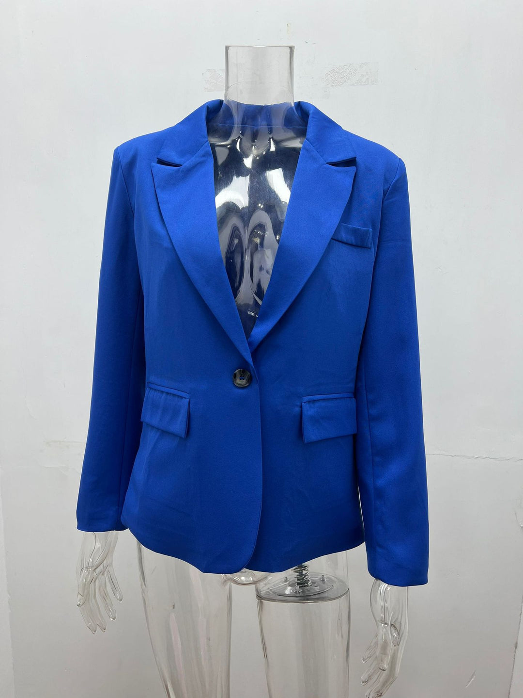 Damen nan taillierter Blazer mit Ein-Knopf-Verschluss Reverskragen und Pattentaschen Drune