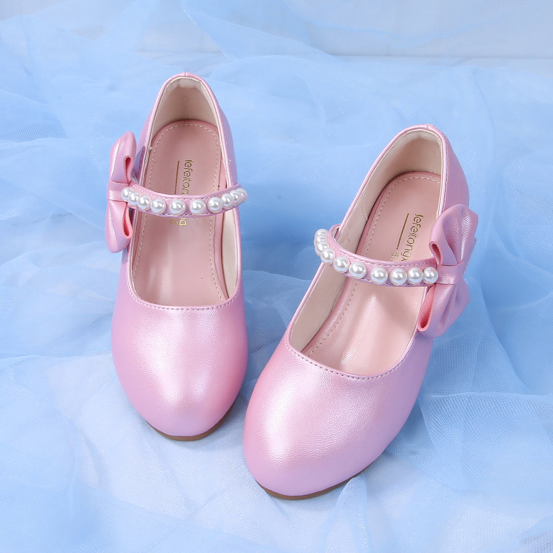 Mädchen elegante Ballerinas mit Schleifen- und Perlenakzenten Drune