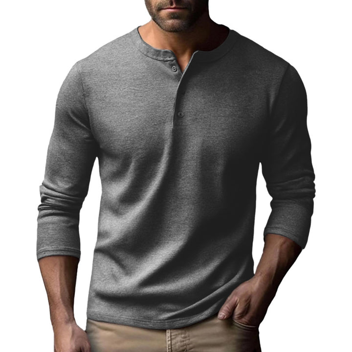 Herren Langarm-Henley-Shirt aus atmungsaktivem Baumwollmix Drune