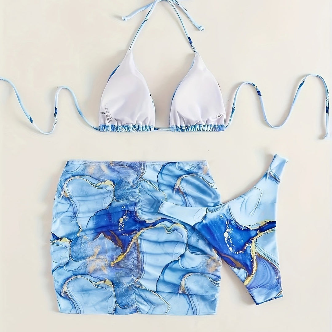 Damen Triangel-Bikini mit modischem Wickelrock Drune