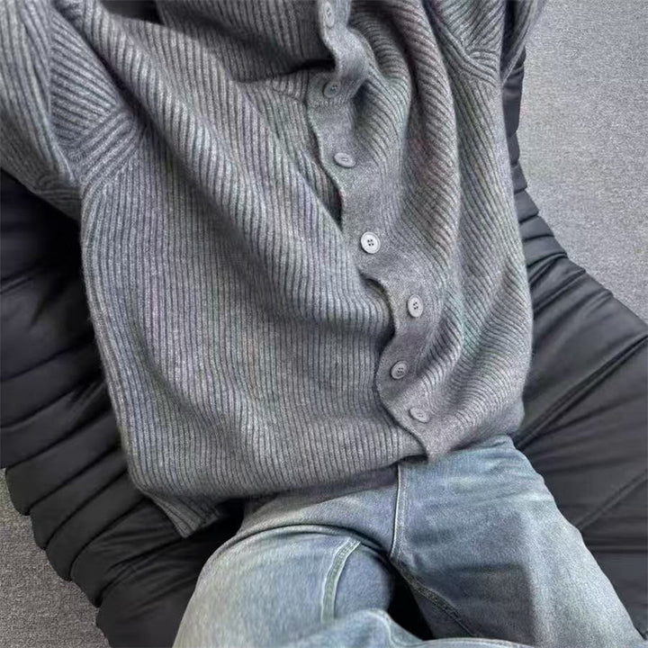 Damen lässiger Strickcardigan mit Button-Down-Verschluss und oversized Schnitt Drune