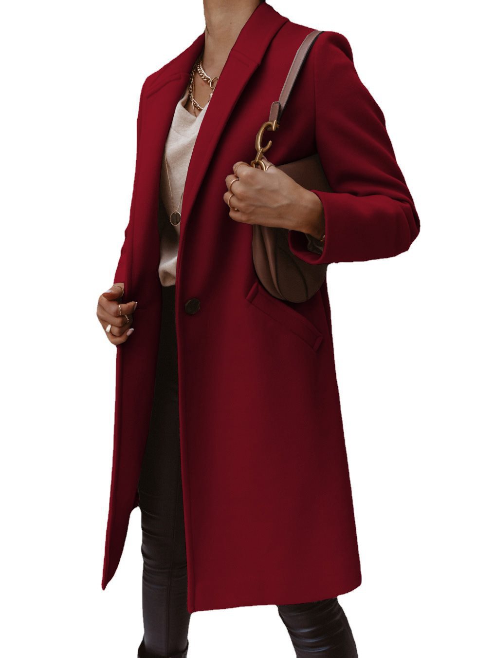 Damen Eleganter und hochwertiger Wollmantel mit schmalem Schnitt Drune