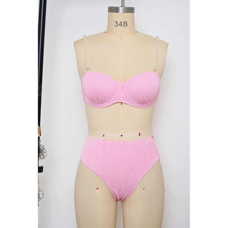 Damen Push-Up-Bikini mit Raffung und eleganten Trägern Drune