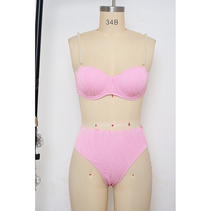 Damen Push-Up-Bikini mit Raffung und eleganten Trägern Drune
