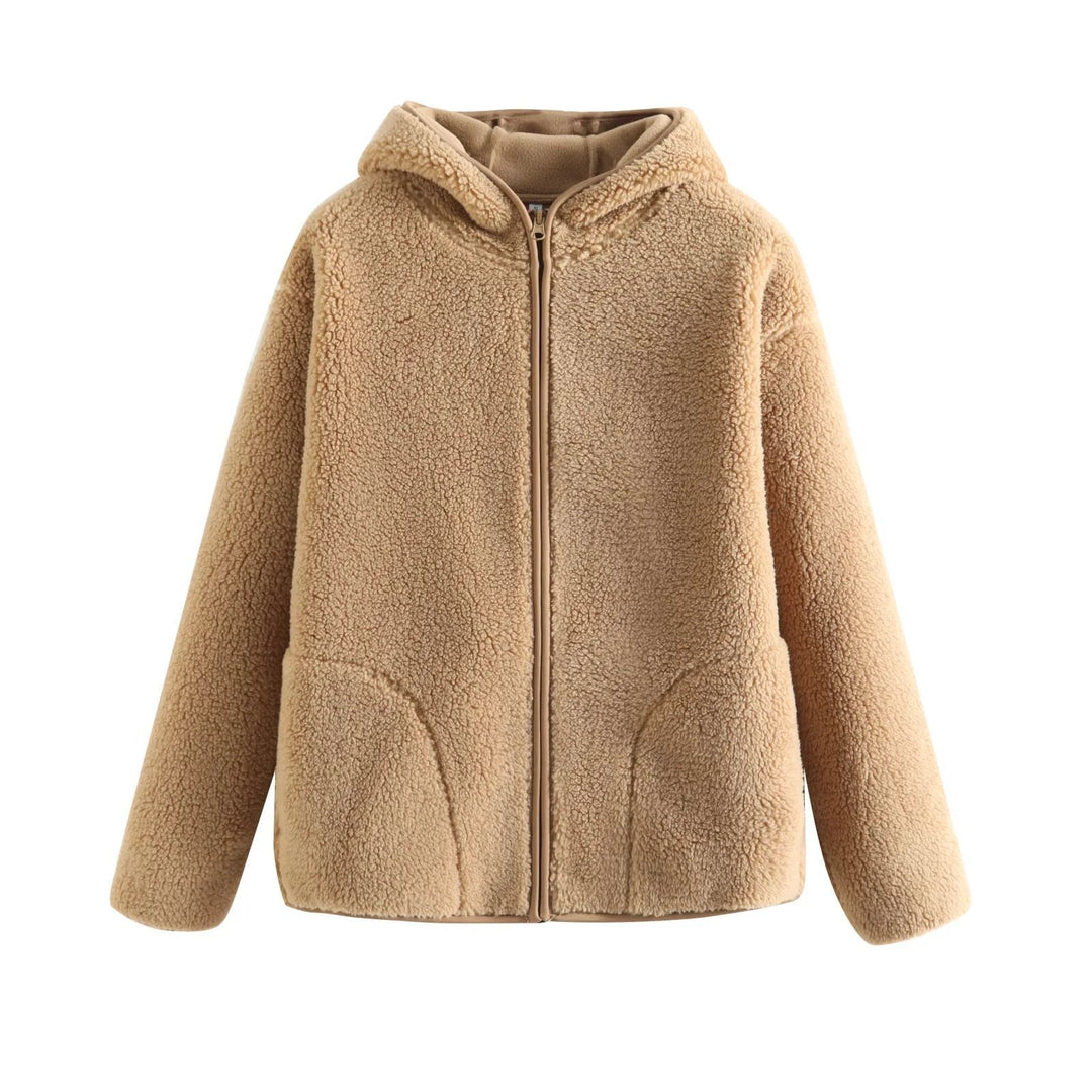Damen Kuschelige Fleecejacke mit Kapuze und praktischen Taschen Drune