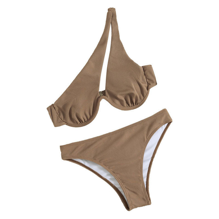 Damen Triangel-Bikini mit asymmetrischem Trägerdesign und modischen Rüschendetails Drune