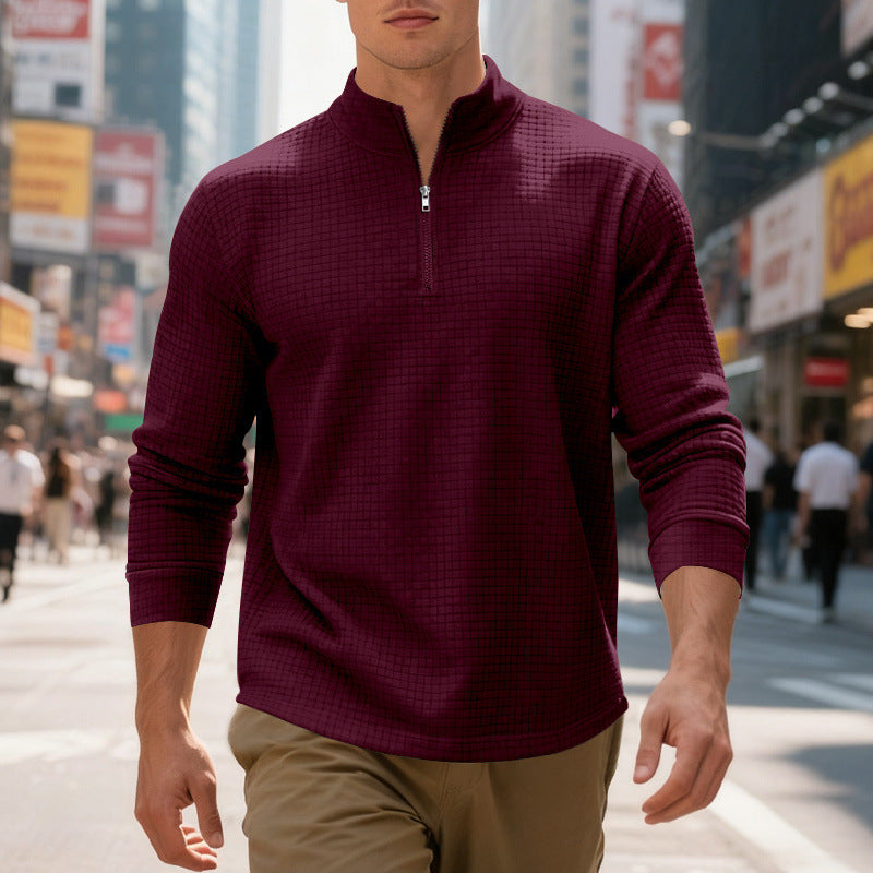 Herren sportlicher Pullover mit Halbreißverschluss und strukturierter Oberfläche Drune