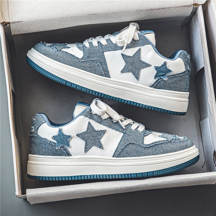 Damen modische Sneakers mit gesticktem Sternendesign und lässigem Look Drune