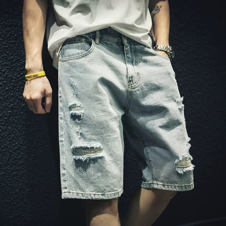 Herren lässige Destroyed Denim-Shorts mit modernen Details und bequemer Passform Drune