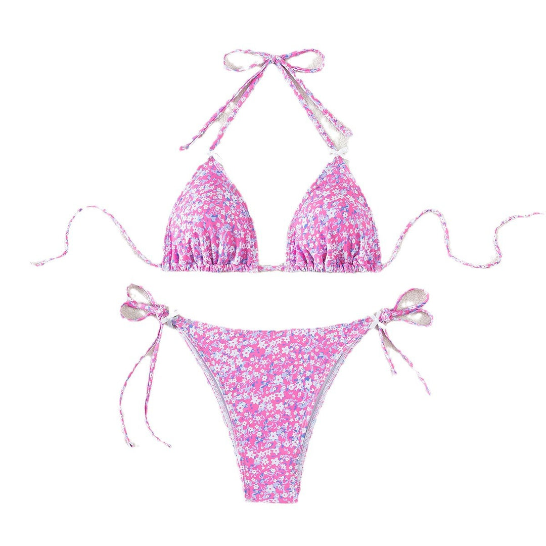 Damen Triangel-Bikini mit verstellbaren Bindebändern und floralem Design Drune
