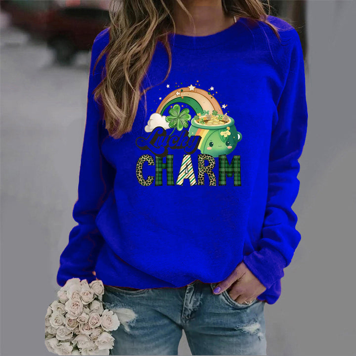 Damen Sweatshirt mit kreativem Glücks-Motiv Drune