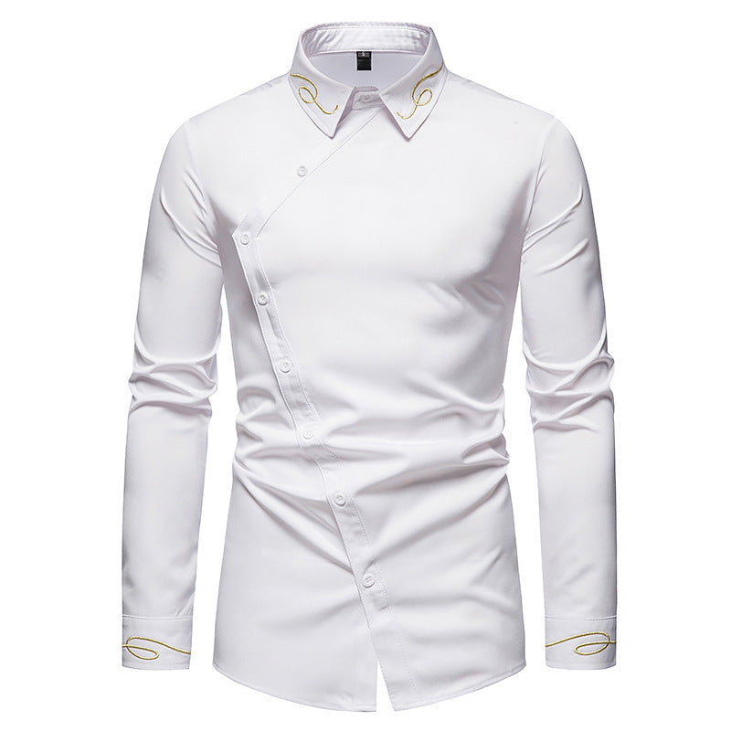Herren Elegantes Langarmhemd mit dekorativen Knopfdetails Drune