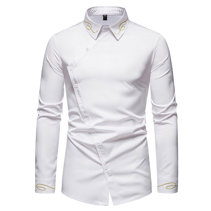 Herren Elegantes Langarmhemd mit dekorativen Knopfdetails Drune