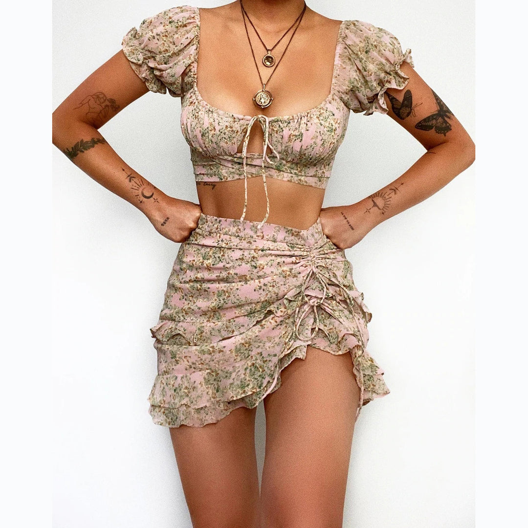 Damen Crop-Top und Minirock Set Drune