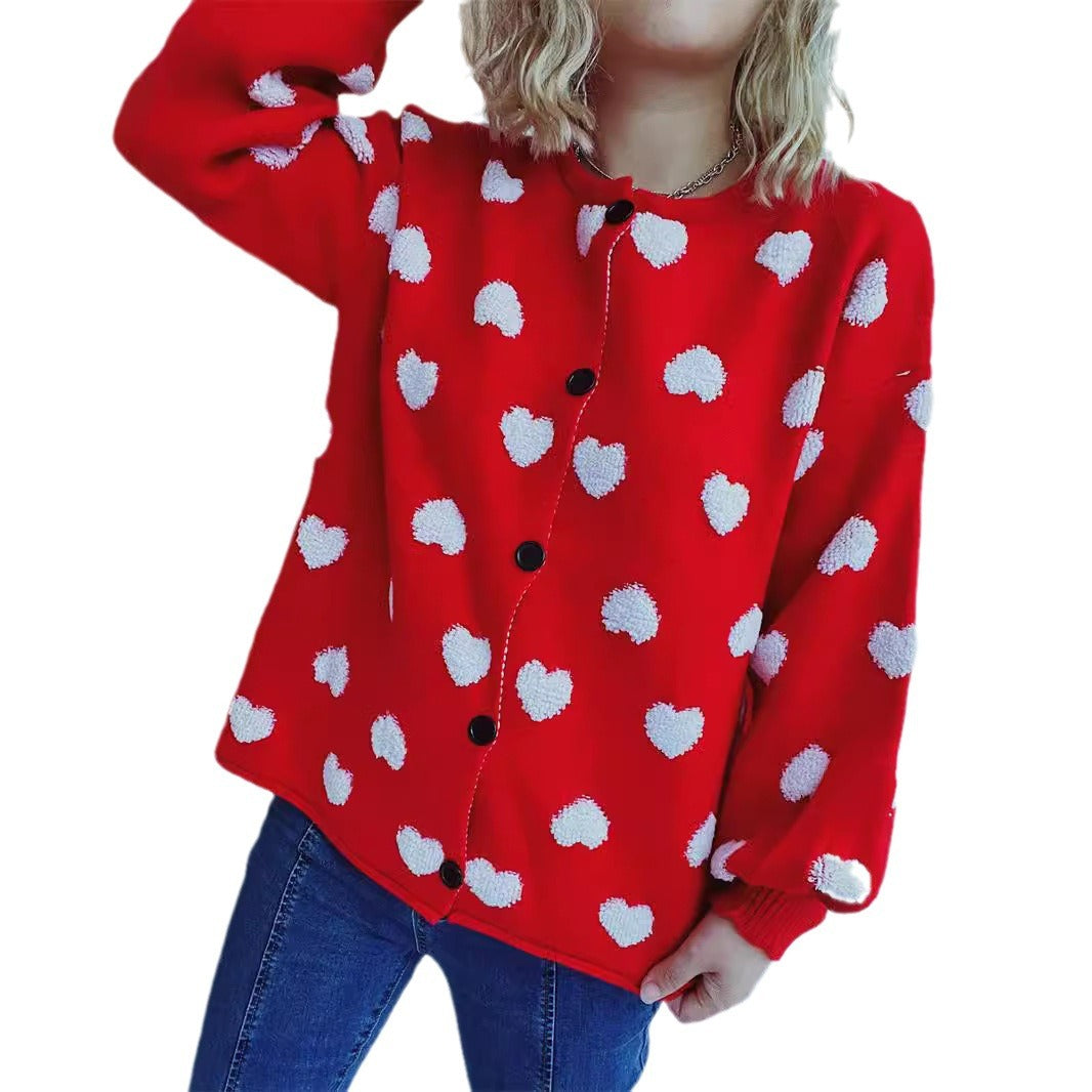 Damen Strickjacke mit Herzen-Muster und lässigem Schnitt Drune