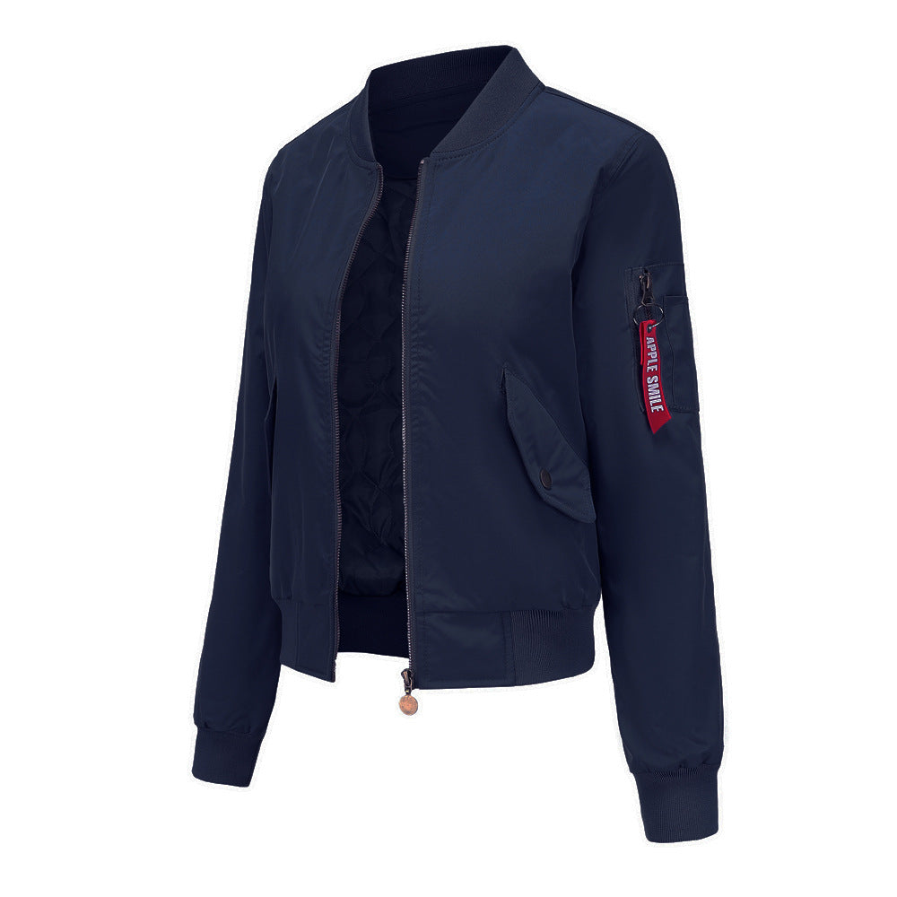 Damen modische Bomberjacke mit praktischen Seitentaschen und elastischen Bündchen Drune