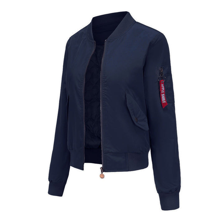 Damen modische Bomberjacke mit praktischen Seitentaschen und elastischen Bündchen Drune