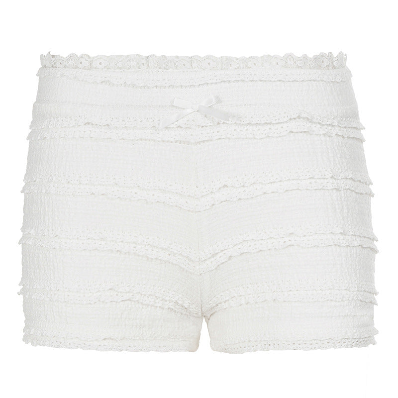 Damen trendige Shorts mit Rüschendesign und elastischem Bund Drune