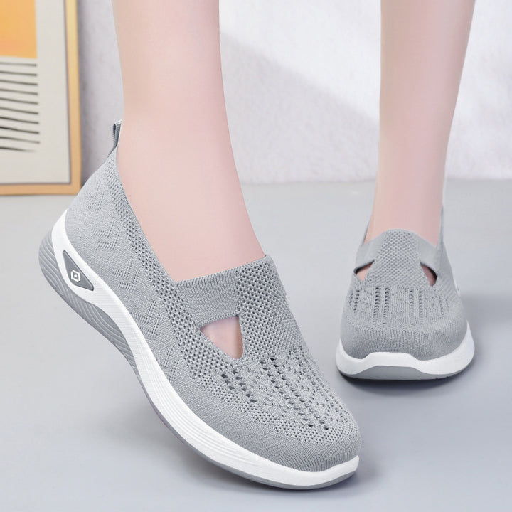 Damen nan leichte atmungsaktive Slip-On Sneaker mit elastischem Strickoberteil und orthopädischer Komfortsohle Drune