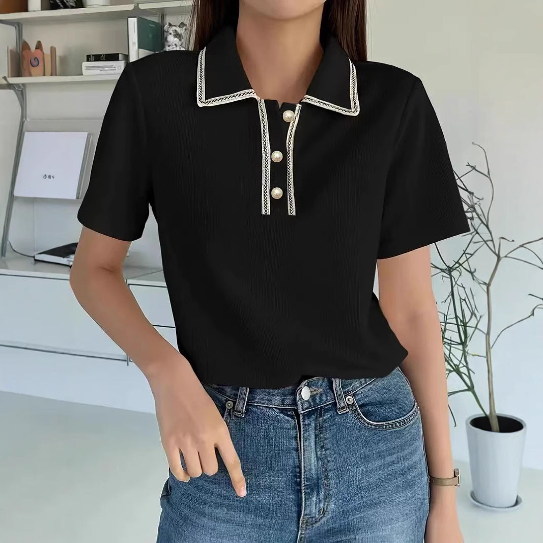 Damen Polo-Shirt mit Perlendetail Drune