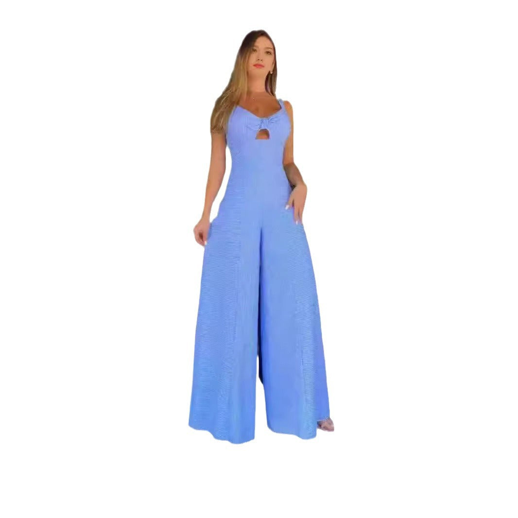 Damen Eleganter Jumpsuit mit dekorativem Schlitz und weitem Bein Drune