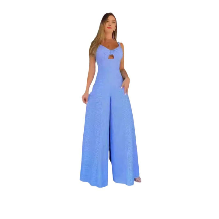 Damen Eleganter Jumpsuit mit dekorativem Schlitz und weitem Bein Drune