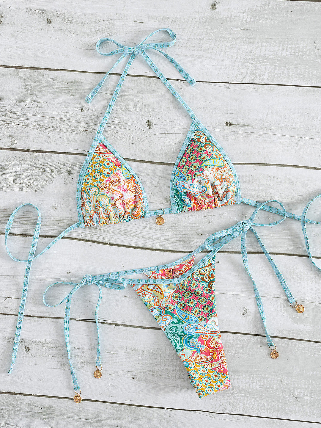 Damen Triangel-Bikini mit verspieltem Muster Drune