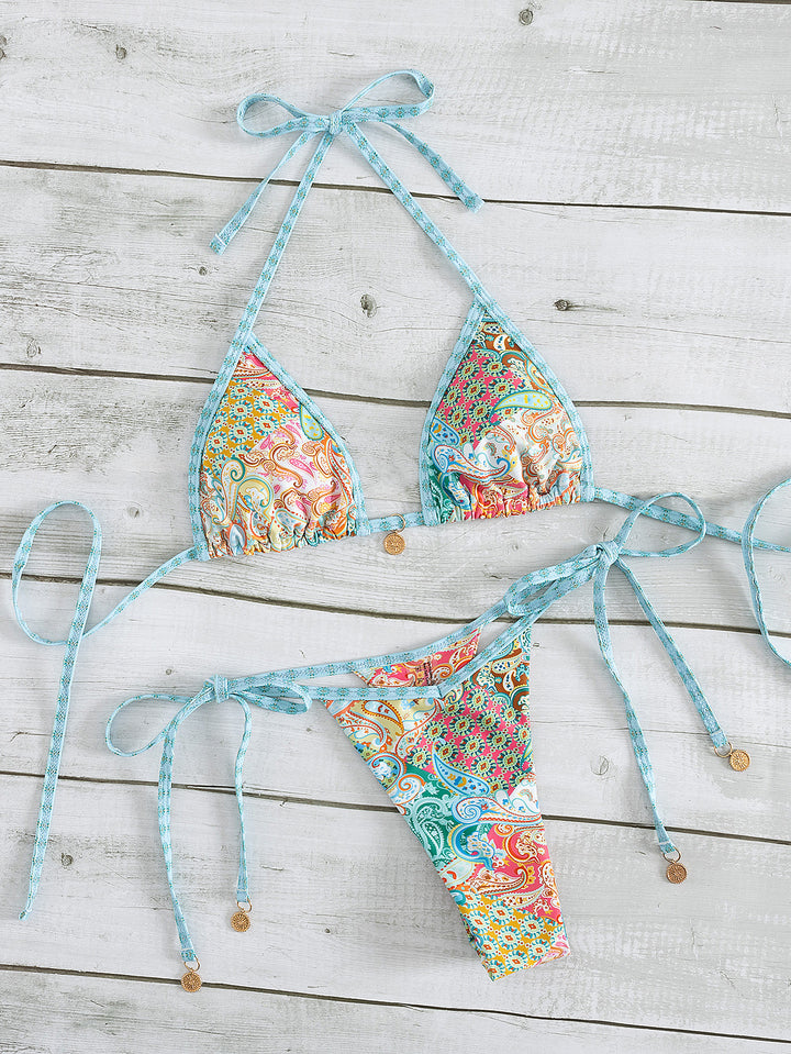 Damen Triangel-Bikini mit verspieltem Muster Drune