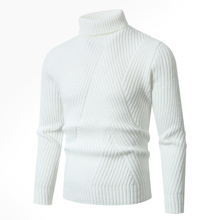 Herren Grobstrickpullover mit Stehkragen und dekorativem Strukturmuster Drune