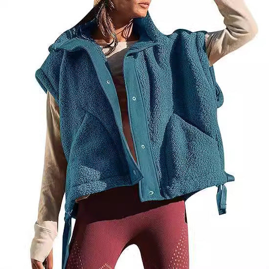 Damen kuschelige Weste aus Fleece mit praktischen Taschen und innovativem Design Drune