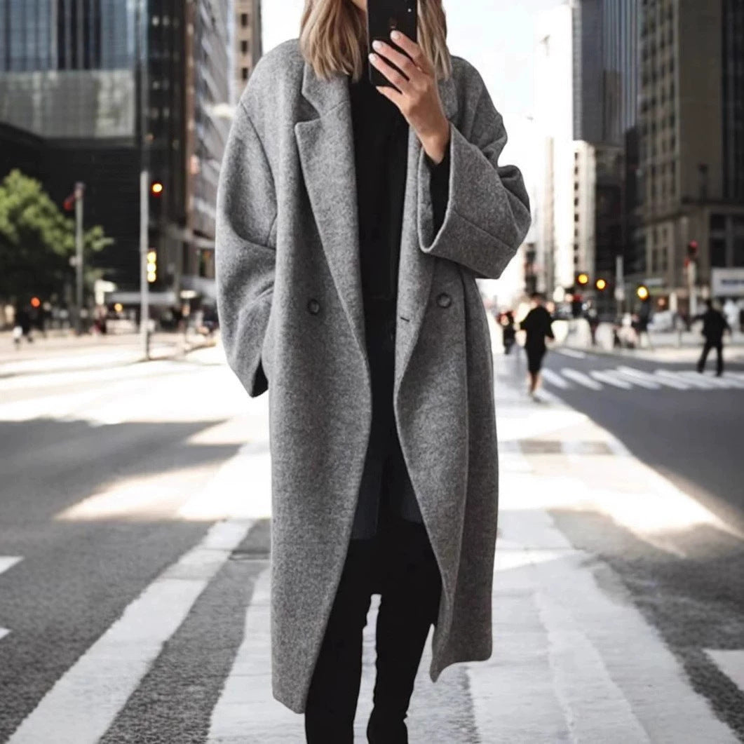 Damen oversized Wollmantel Drune