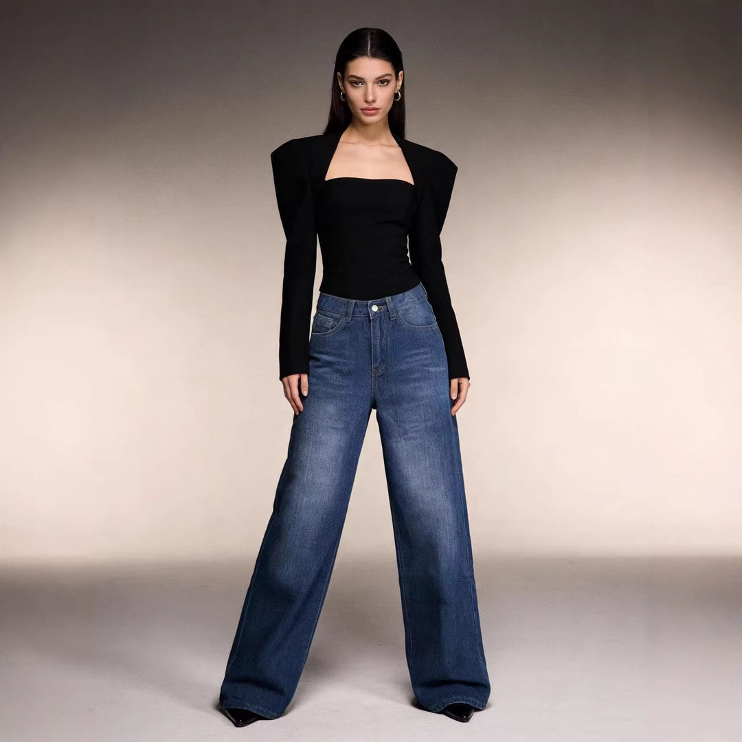 Damen Weit geschnittene High-Waist Jeans mit raffinierter Taillierung Drune