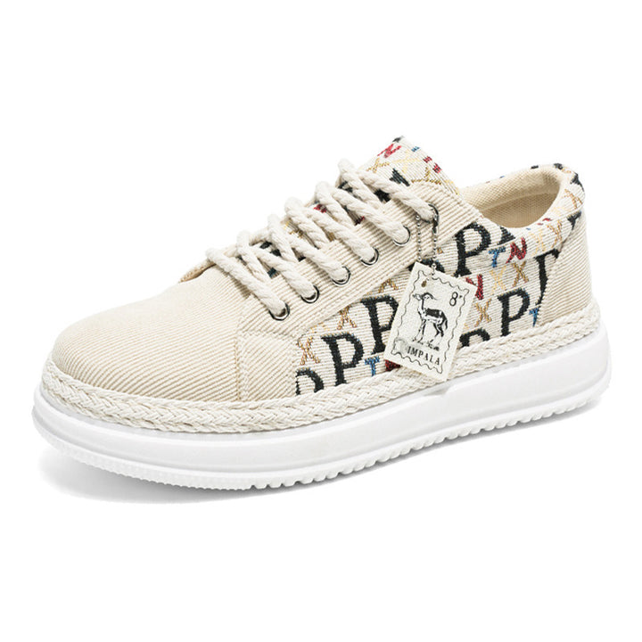 Damen Plateau-Espadrille-Sneaker mit geflochtenem Jute-Detail und monogramm-Canvas Drune